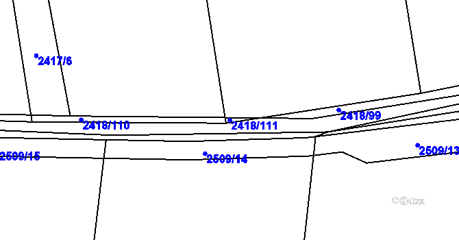 Parcela st. 2418/111 v KÚ Mnichov, Katastrální mapa