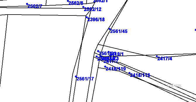 Parcela st. 2561/21 v KÚ Mnichov, Katastrální mapa
