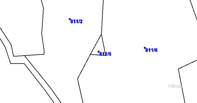 Parcela st. 811/5 v KÚ Hvožďany u Poběžovic, Katastrální mapa