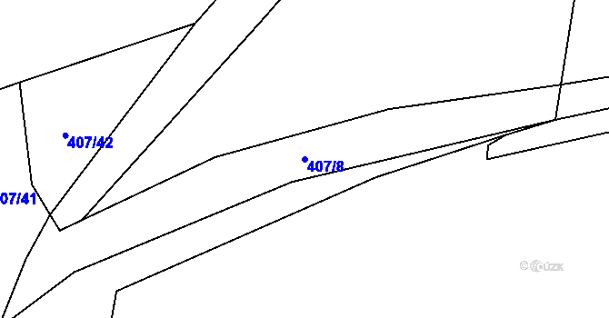 Parcela st. 407/8 v KÚ Hvožďany u Poběžovic, Katastrální mapa