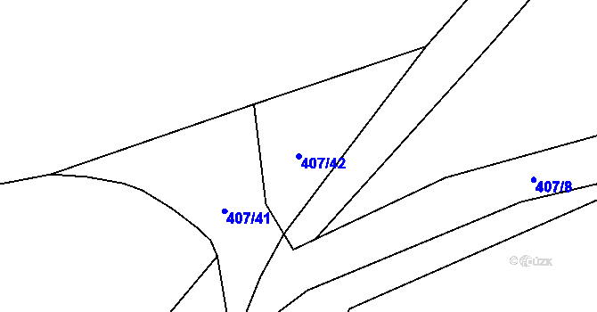 Parcela st. 407/42 v KÚ Hvožďany u Poběžovic, Katastrální mapa