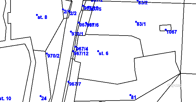 Parcela st. 6 v KÚ Mnichov u Poběžovic, Katastrální mapa