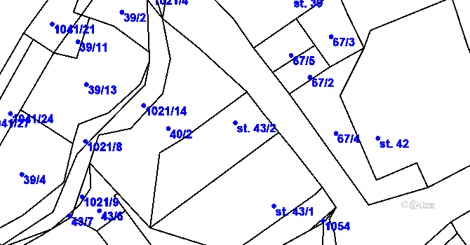 Parcela st. 43/2 v KÚ Mnichov u Poběžovic, Katastrální mapa