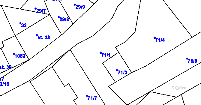 Parcela st. 71/1 v KÚ Mnichov u Poběžovic, Katastrální mapa