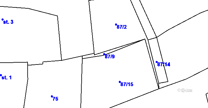 Parcela st. 87/9 v KÚ Mnichov u Poběžovic, Katastrální mapa