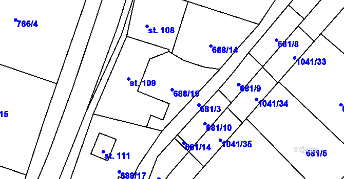 Parcela st. 688/15 v KÚ Mnichov u Poběžovic, Katastrální mapa