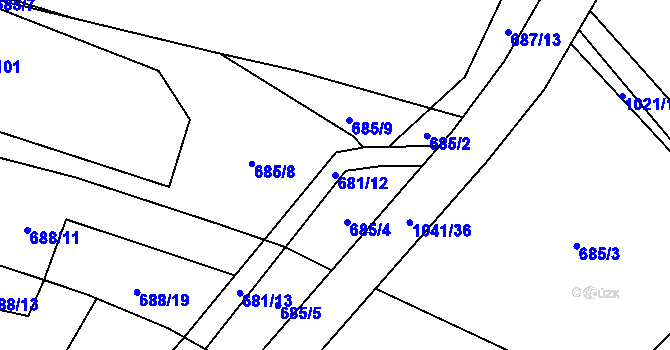 Parcela st. 681/12 v KÚ Mnichov u Poběžovic, Katastrální mapa