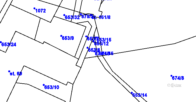 Parcela st. 674/16 v KÚ Mnichov u Poběžovic, Katastrální mapa