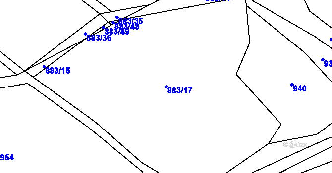Parcela st. 883/17 v KÚ Mnichov u Poběžovic, Katastrální mapa