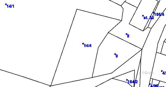 Parcela st. 14/4 v KÚ Pivoň, Katastrální mapa
