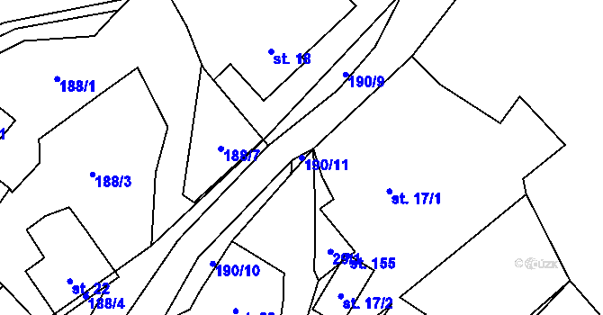 Parcela st. 190/11 v KÚ Pivoň, Katastrální mapa