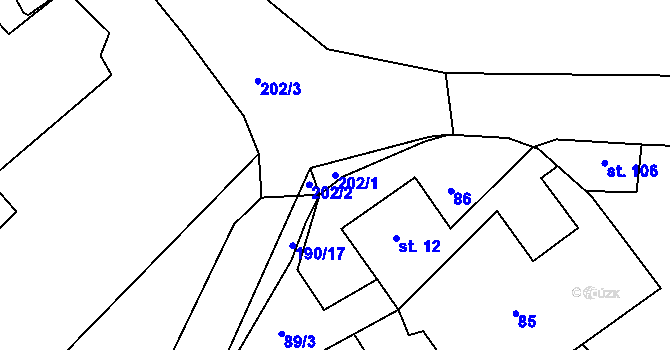 Parcela st. 202/1 v KÚ Pivoň, Katastrální mapa