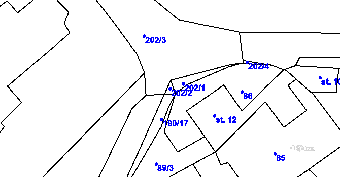 Parcela st. 202/2 v KÚ Pivoň, Katastrální mapa