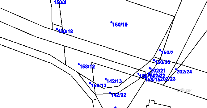 Parcela st. 202/20 v KÚ Pivoň, Katastrální mapa