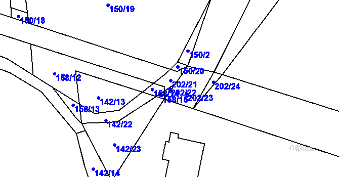 Parcela st. 202/22 v KÚ Pivoň, Katastrální mapa