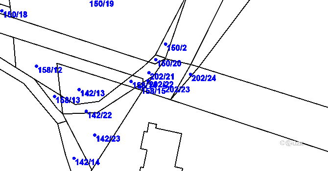 Parcela st. 202/23 v KÚ Pivoň, Katastrální mapa