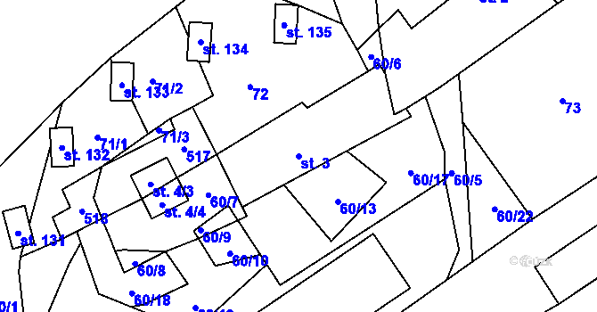Parcela st. 3 v KÚ Pivoň, Katastrální mapa