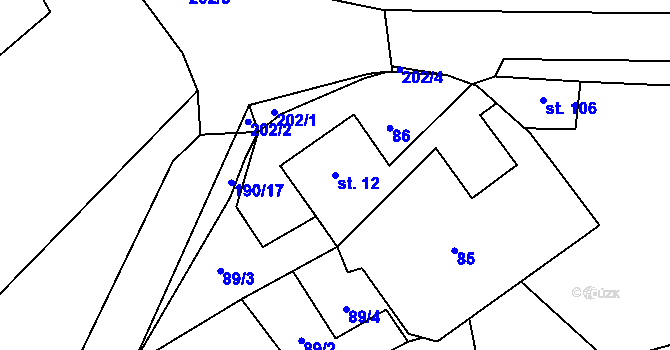 Parcela st. 12 v KÚ Pivoň, Katastrální mapa