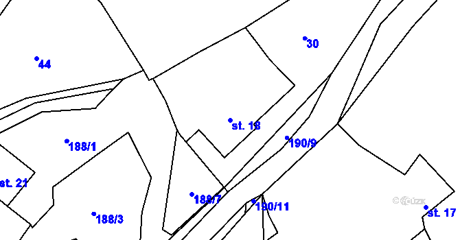 Parcela st. 18 v KÚ Pivoň, Katastrální mapa