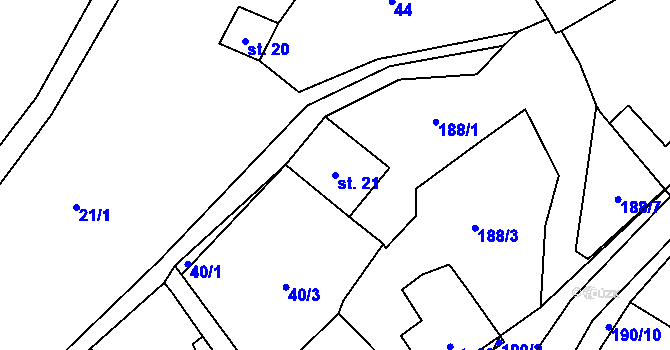 Parcela st. 21 v KÚ Pivoň, Katastrální mapa