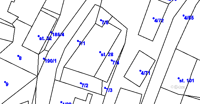 Parcela st. 28 v KÚ Pivoň, Katastrální mapa