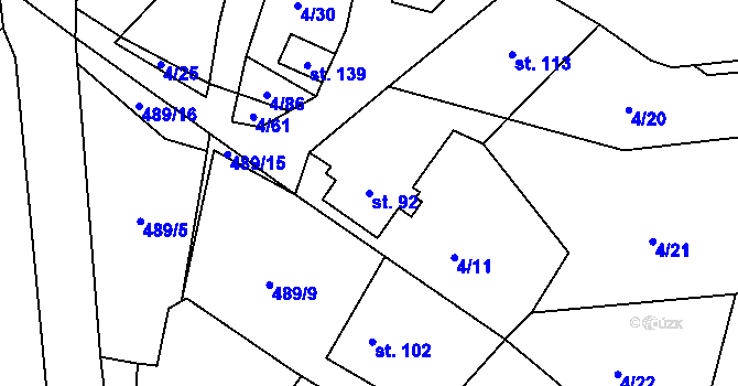 Parcela st. 92 v KÚ Pivoň, Katastrální mapa