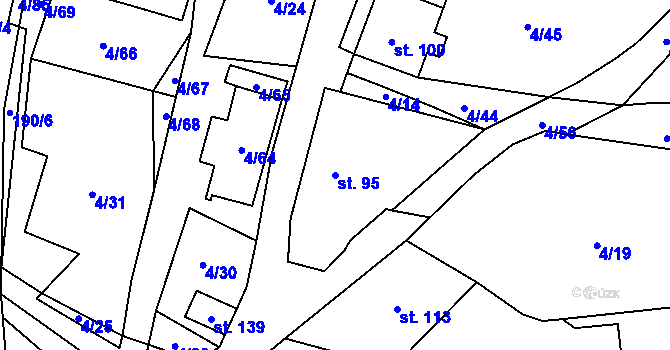 Parcela st. 95 v KÚ Pivoň, Katastrální mapa
