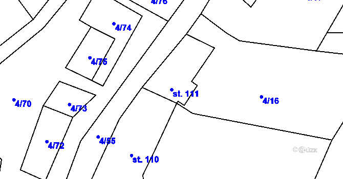 Parcela st. 111 v KÚ Pivoň, Katastrální mapa
