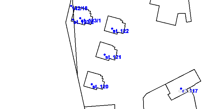 Parcela st. 121 v KÚ Pivoň, Katastrální mapa