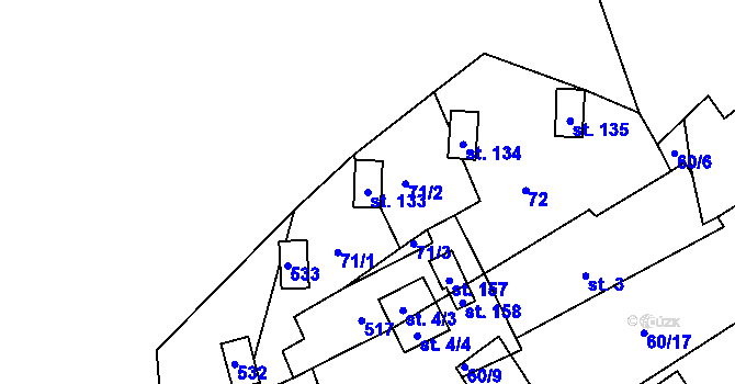Parcela st. 133 v KÚ Pivoň, Katastrální mapa