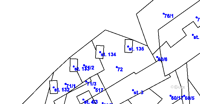 Parcela st. 134 v KÚ Pivoň, Katastrální mapa