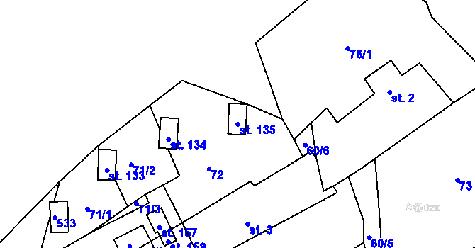 Parcela st. 135 v KÚ Pivoň, Katastrální mapa