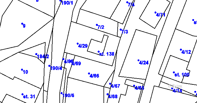 Parcela st. 138 v KÚ Pivoň, Katastrální mapa