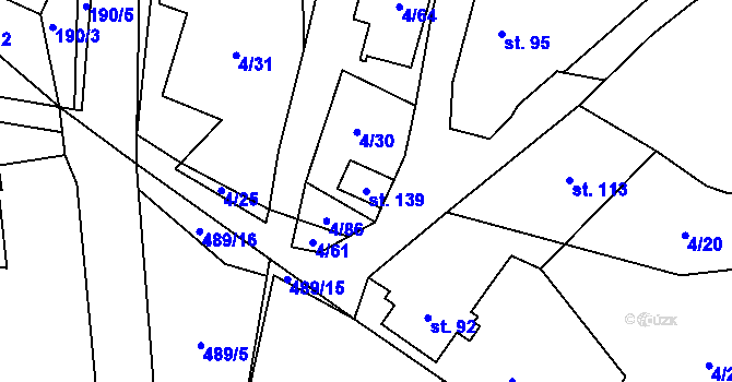 Parcela st. 139 v KÚ Pivoň, Katastrální mapa