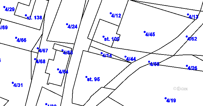 Parcela st. 4/14 v KÚ Pivoň, Katastrální mapa