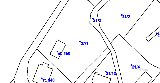 Parcela st. 37/1 v KÚ Pivoň, Katastrální mapa