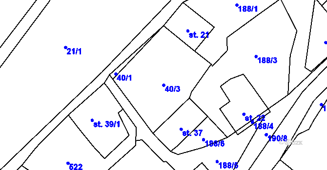 Parcela st. 40/3 v KÚ Pivoň, Katastrální mapa