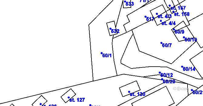 Parcela st. 60/1 v KÚ Pivoň, Katastrální mapa