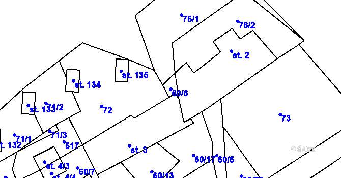 Parcela st. 60/6 v KÚ Pivoň, Katastrální mapa