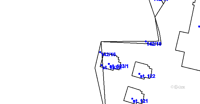 Parcela st. 142/16 v KÚ Pivoň, Katastrální mapa