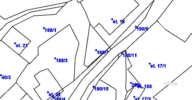 Parcela st. 188/7 v KÚ Pivoň, Katastrální mapa