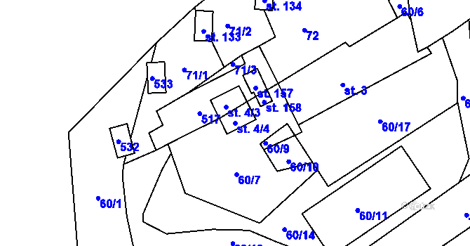 Parcela st. 4/4 v KÚ Pivoň, Katastrální mapa