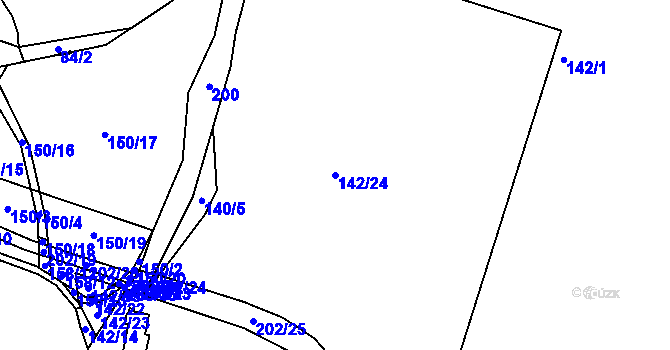 Parcela st. 142/24 v KÚ Pivoň, Katastrální mapa