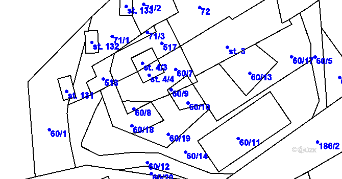 Parcela st. 60/9 v KÚ Pivoň, Katastrální mapa