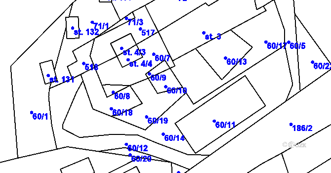Parcela st. 60/10 v KÚ Pivoň, Katastrální mapa