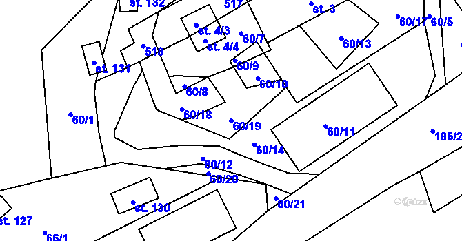 Parcela st. 60/19 v KÚ Pivoň, Katastrální mapa