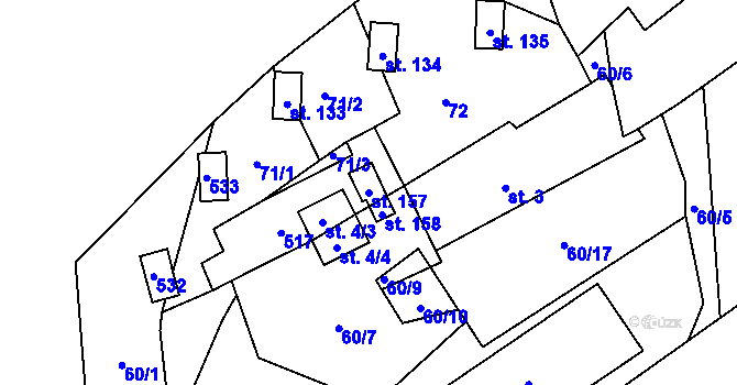 Parcela st. 157 v KÚ Pivoň, Katastrální mapa