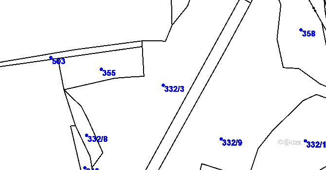 Parcela st. 332/3 v KÚ Skláře u Mnichova, Katastrální mapa