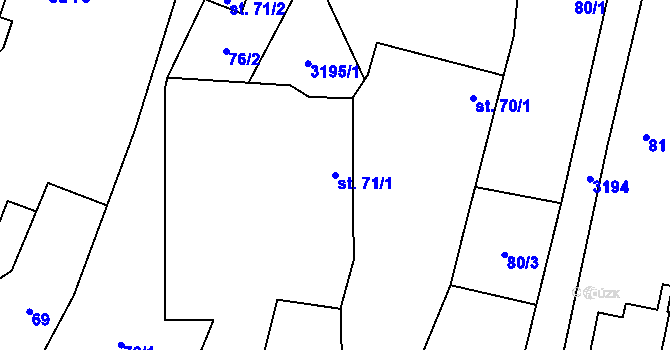 Parcela st. 71/1 v KÚ Mnichovice, Katastrální mapa