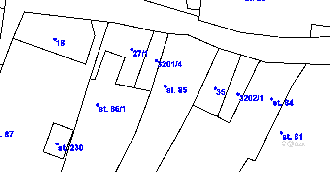 Parcela st. 85 v KÚ Mnichovice, Katastrální mapa